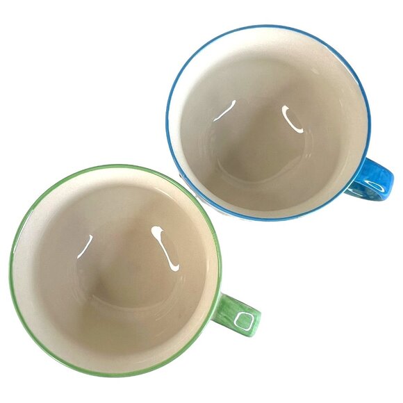 Set Of 2 Hand Painted Ceramic Mugs With Floral Patterns 12oz Anthropologie Style - Picture 10 of 11